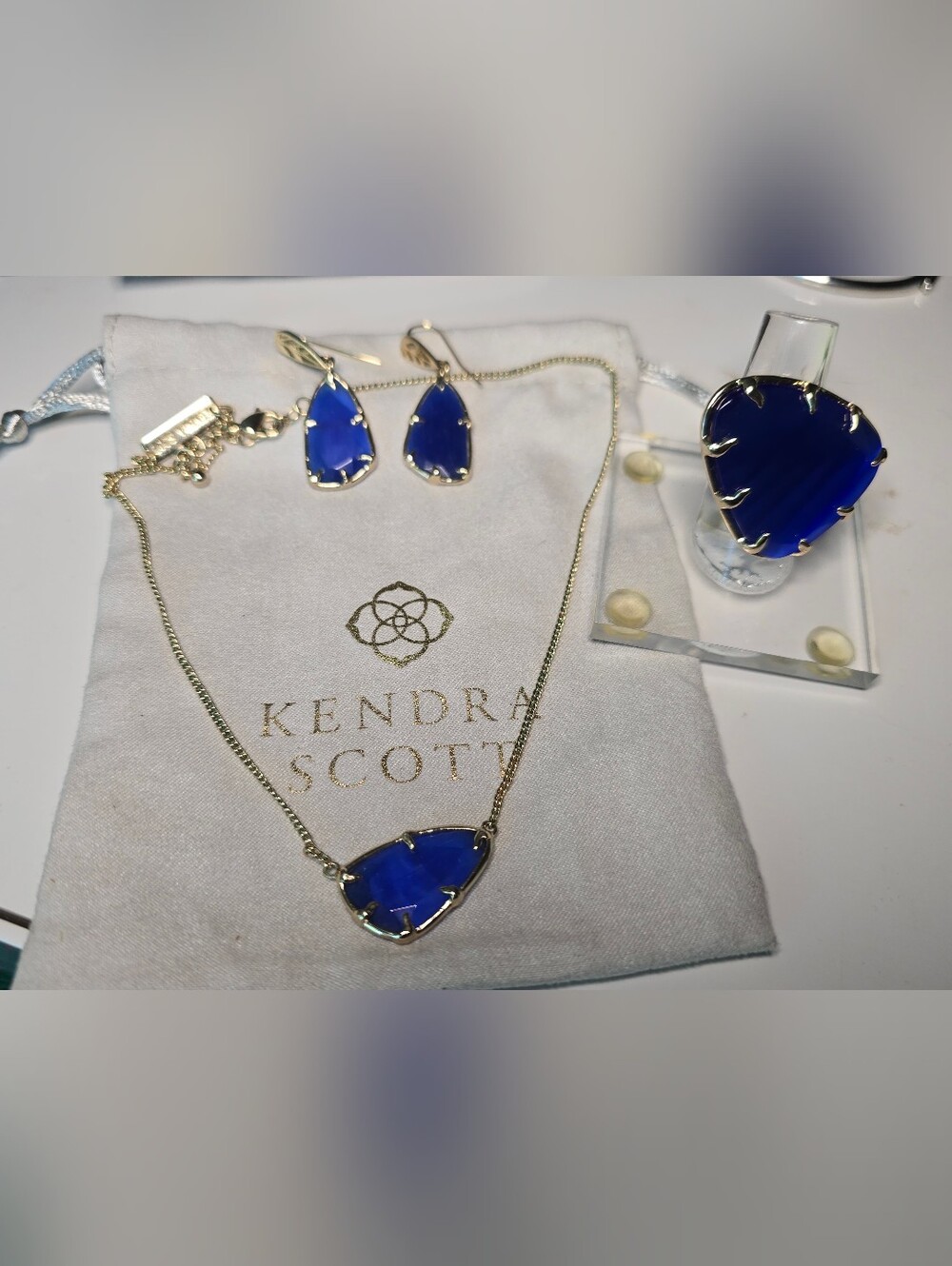 Kendra Scott Stevie 3puece Cobalt Collector Set Nwot COLLECTORS  RARE SET